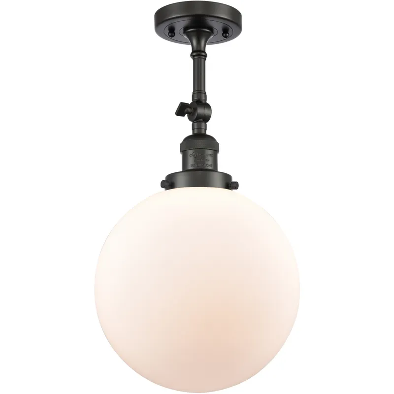 Franklin Restoration X-Large Beacon LED 10 inch Oil Rubbed Bronze Semi-Flush Mount Ceiling Light in Matte White Glass, Franklin Restoration