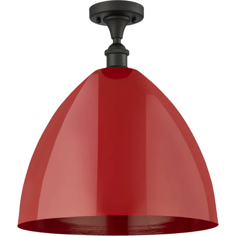 Ballston Plymouth Dome LED 16 inch Oil Rubbed Bronze Semi-Flush Mount Ceiling Light in Matte Red