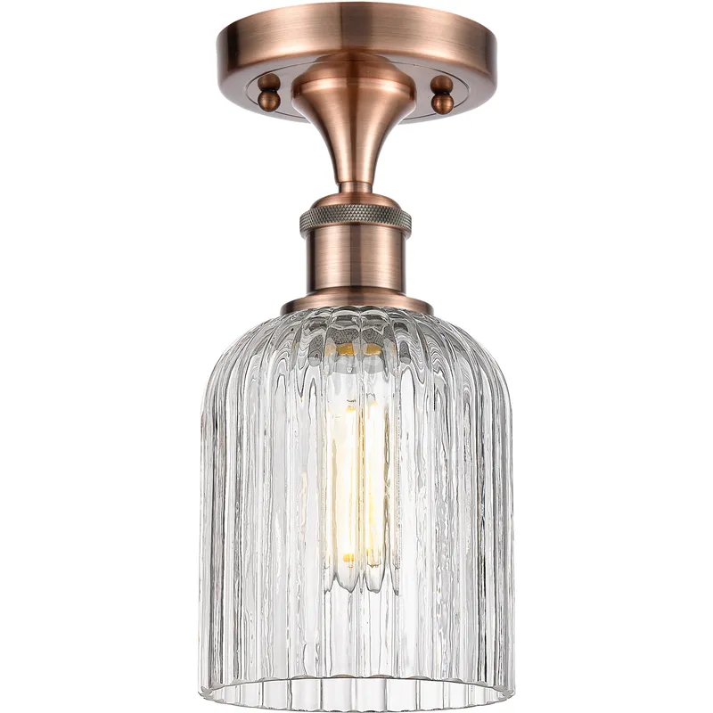 Bridal Veil 1 Light 5 inch Antique Copper Semi-Flush Mount Ceiling Light in Clear Glass