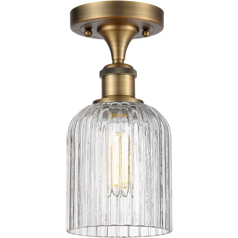 Bridal Veil 1 Light 5 inch Brushed Brass Semi-Flush Mount Ceiling Light in Clear