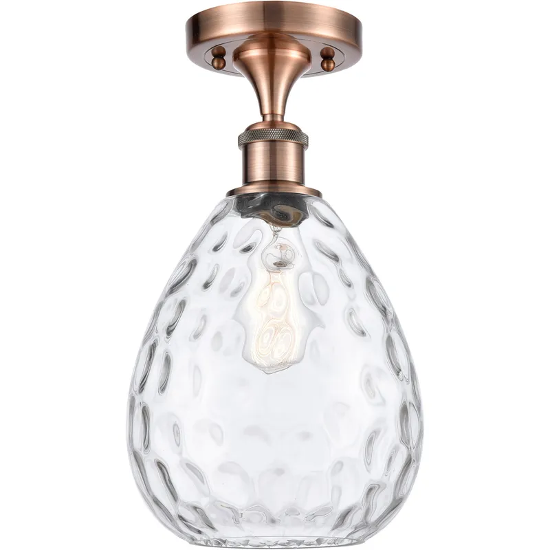 Ballston Large Waverly 1 Light 8 inch Antique Copper Semi-Flush Mount Ceiling Light, Ballston