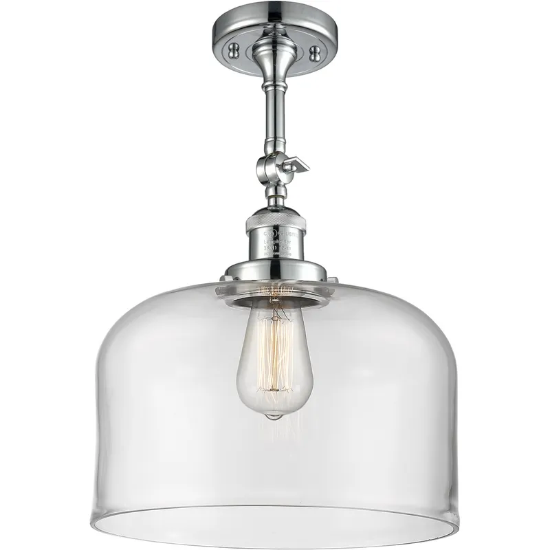 Franklin Restoration X-Large Bell LED 12 inch Polished Chrome Semi-Flush Mount Ceiling Light in Clear Glass, Franklin Restoration