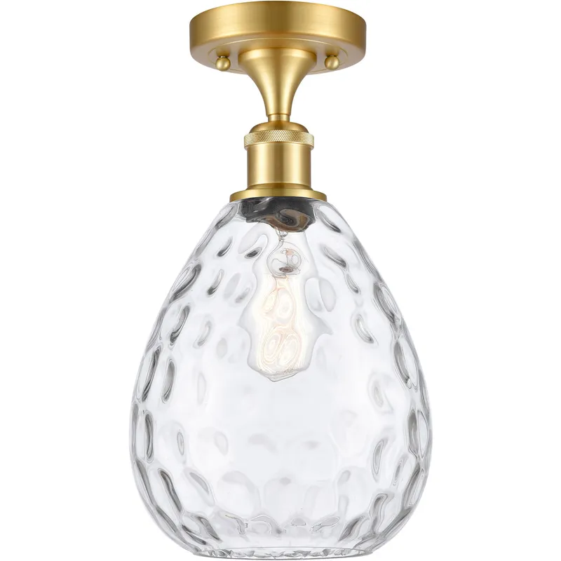 Ballston Large Waverly 1 Light 8 inch Satin Gold Semi-Flush Mount Ceiling Light, Ballston
