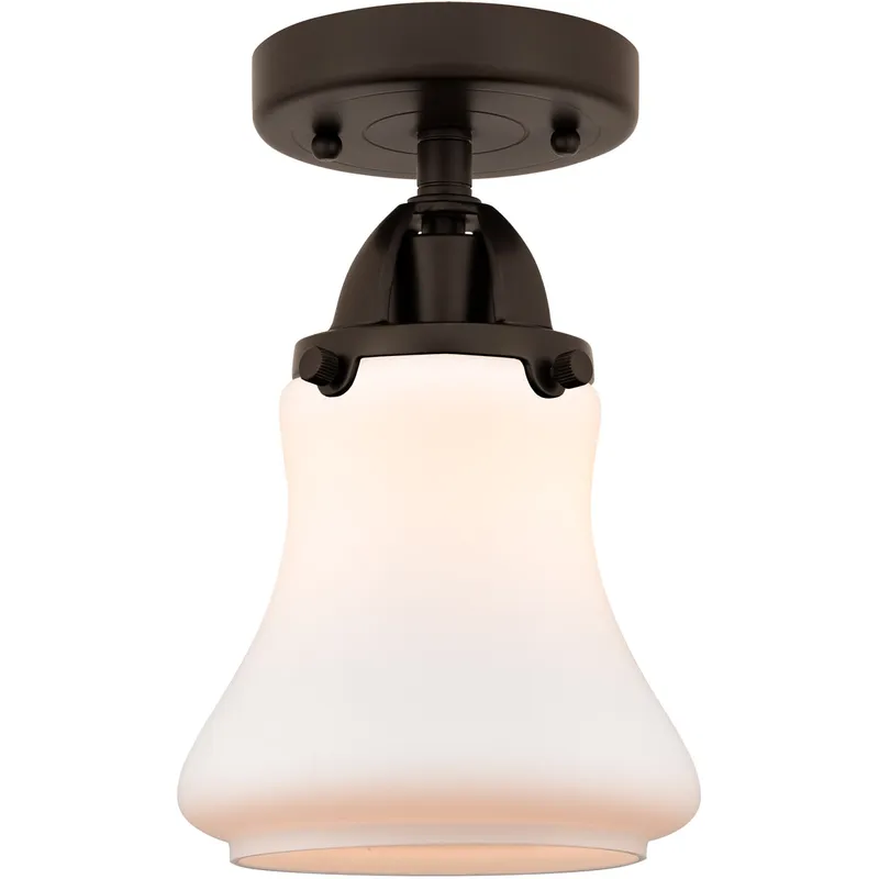 Nouveau 2 Bellmont 1 Light 6 inch Oil Rubbed Bronze Semi-Flush Mount Ceiling Light in Matte White Glass