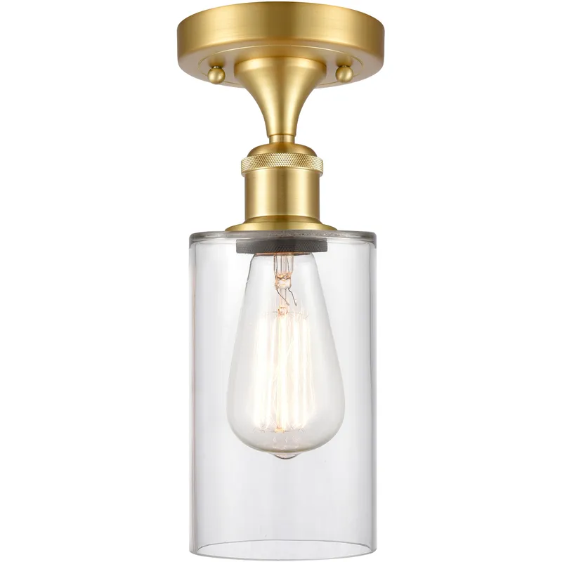 Clymer 1 Light 3.88 inch Satin Gold Semi-Flush Mount Ceiling Light in Clear Glass