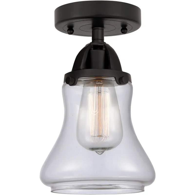 Nouveau 2 Bellmont 1 Light 6 inch Matte Black Semi-Flush Mount Ceiling Light in Clear Glass