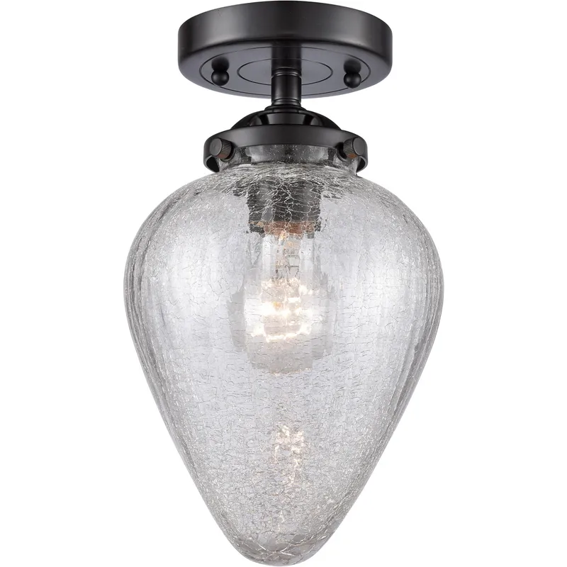 Nouveau Geneseo 1 Light 7 inch Black Antique Brass Semi-Flush Mount Ceiling Light, Nouveau