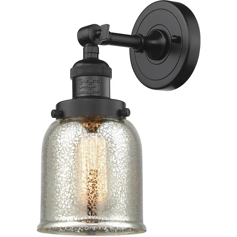 Franklin Restoration Small Bell 1 Light 5 inch Oil Rubbed Bronze Semi-Flush Mount Ceiling Light in Silver Plated Mercury Glass, Franklin Restoration