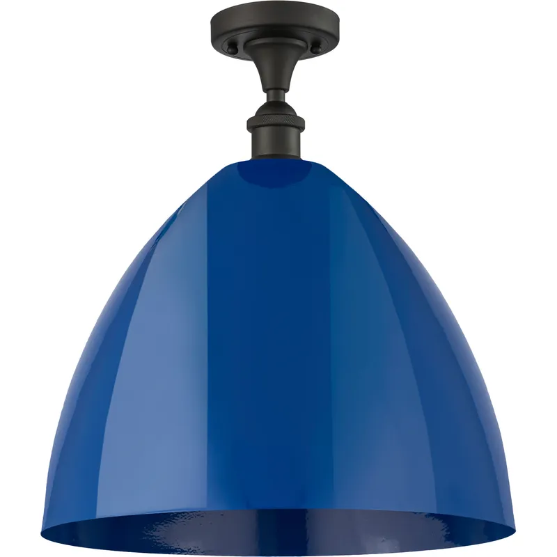 Ballston Plymouth Dome LED 16 inch Oil Rubbed Bronze Semi-Flush Mount Ceiling Light in Matte Blue