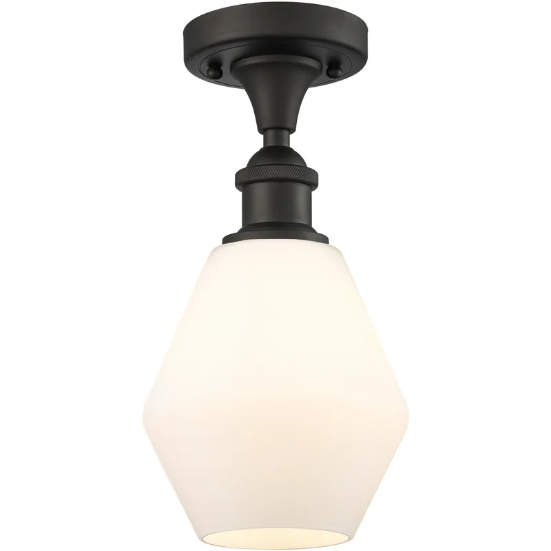 Ballston Cindyrella LED 6 inch Oil Rubbed Bronze Semi-Flush Mount Ceiling Light in Cased Matte White Glass