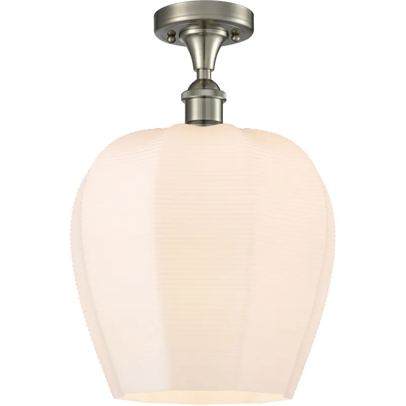 Ballston Norfolk LED 11.75 inch Brushed Satin Nickel Semi-Flush Mount Ceiling Light in Matte White Glass