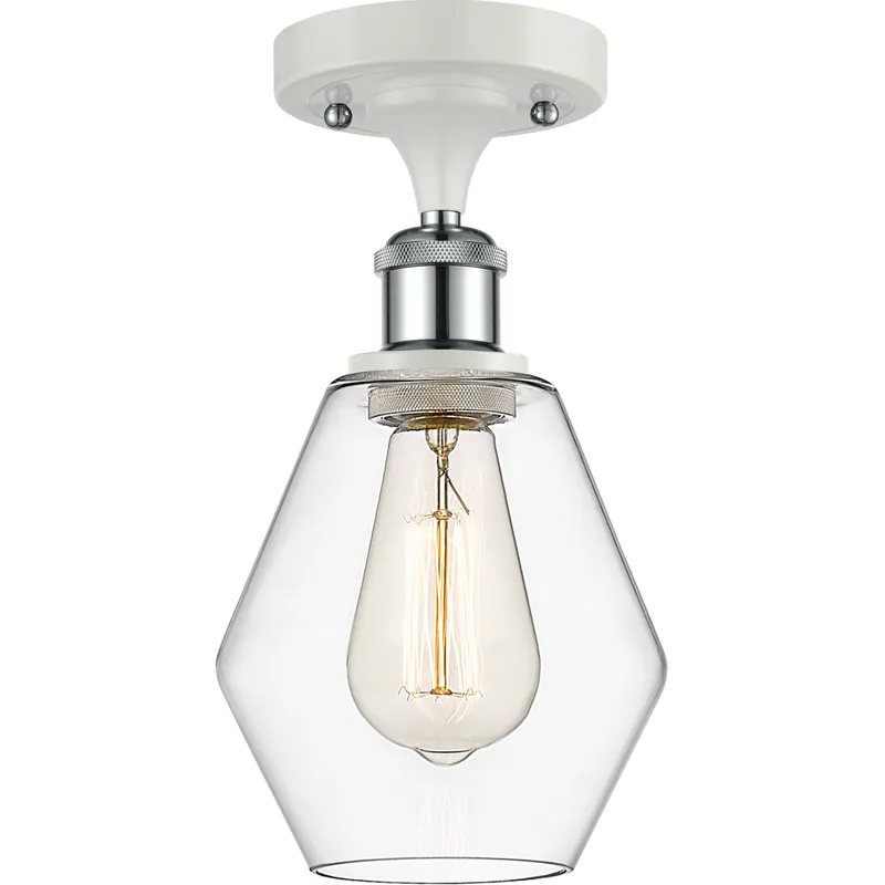 Ballston Cindyrella LED 6 inch White and Polished Chrome Semi-Flush Mount Ceiling Light in Clear Glass