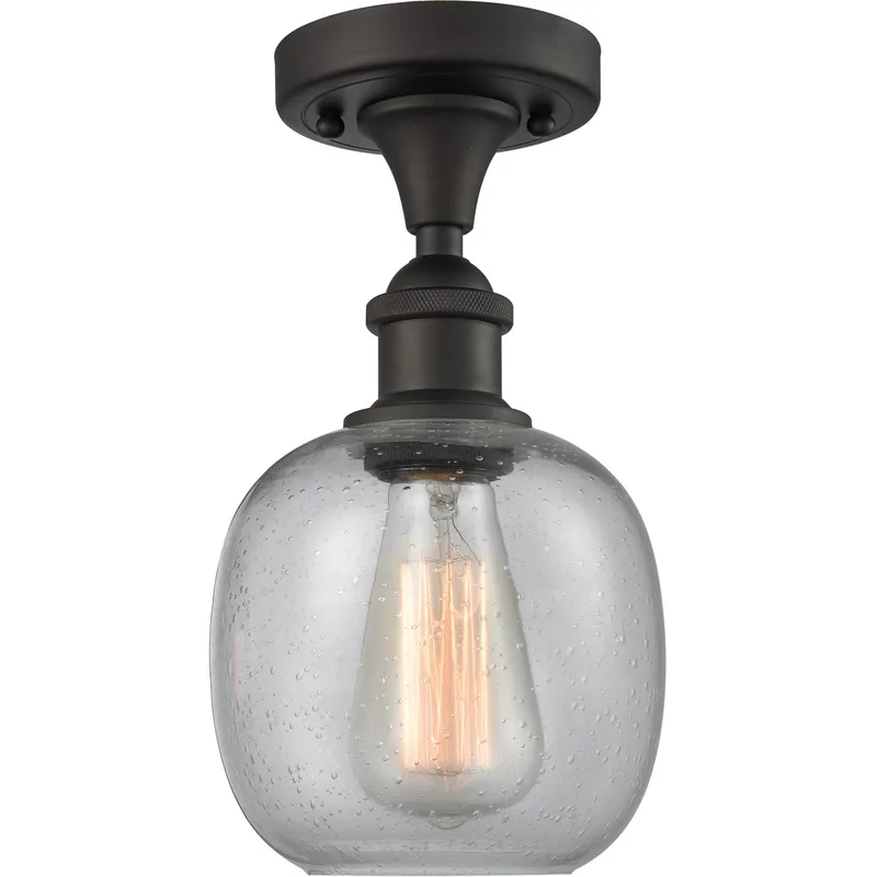 Ballston Belfast LED 6 inch Oil Rubbed Bronze Semi-Flush Mount Ceiling Light in Seedy Glass, Ballston