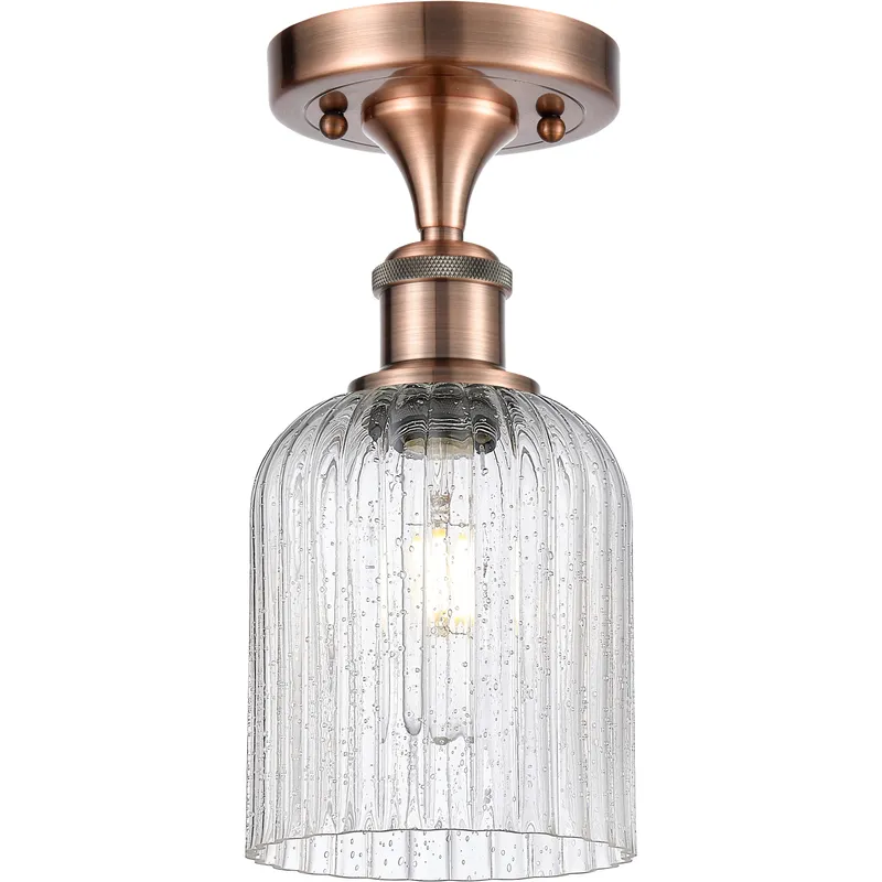 Bridal Veil 1 Light 5 inch Antique Copper Semi-Flush Mount Ceiling Light in Seedy Glass