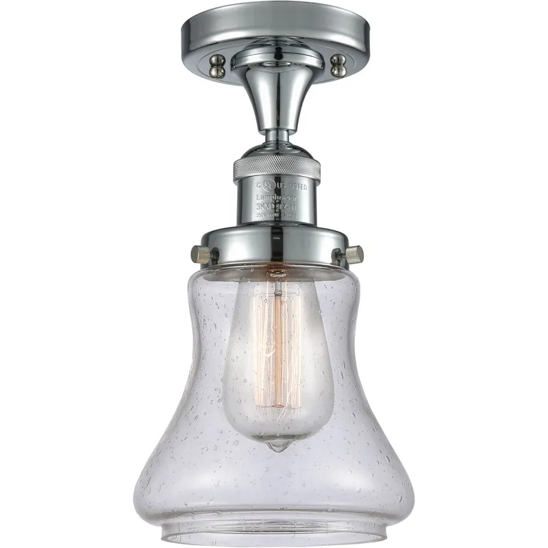 Franklin Restoration Bellmont LED 6 inch Polished Chrome Semi-Flush Mount Ceiling Light in Seedy Glass, Franklin Restoration