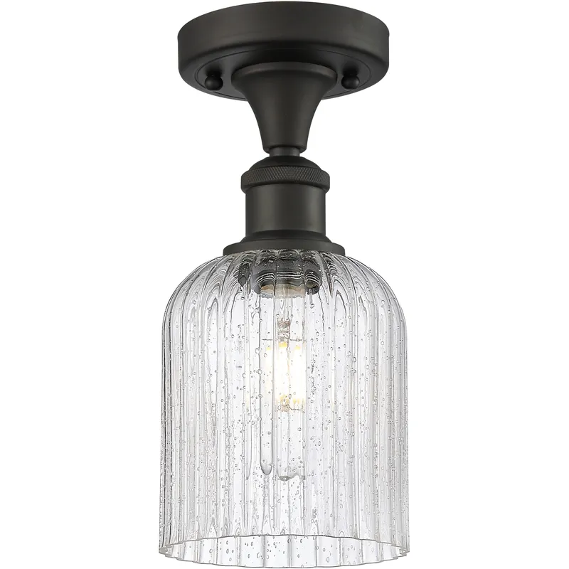 Bridal Veil 1 Light 5 inch Oil Rubbed Bronze Semi-Flush Mount Ceiling Light in Seedy Glass