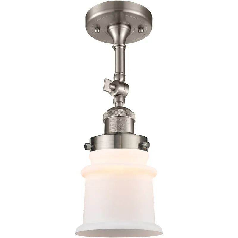 Franklin Restoration Small Canton 1 Light 6 inch Brushed Satin Nickel Semi-Flush Mount Ceiling Light in Matte White Glass, Franklin Restoration