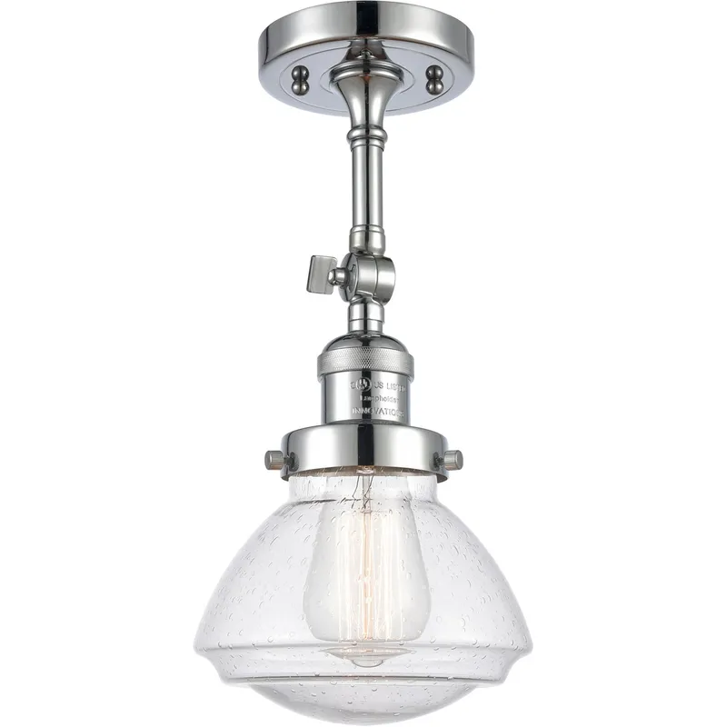 Franklin Restoration Olean LED 6.75 inch Polished Chrome Semi-Flush Mount Ceiling Light in Seedy Glass, Franklin Restoration