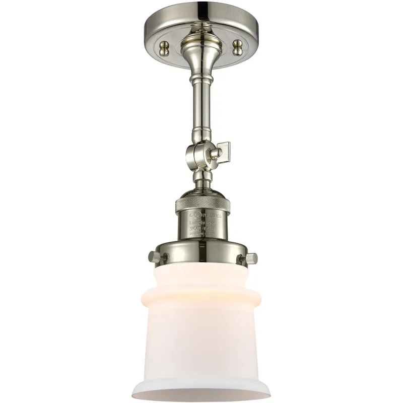 Franklin Restoration Small Canton 1 Light 6 inch Polished Nickel Semi-Flush Mount Ceiling Light in Matte White Glass, Franklin Restoration