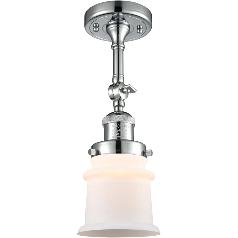 Franklin Restoration Small Canton 1 Light 6 inch Polished Chrome Semi-Flush Mount Ceiling Light in Matte White Glass, Franklin Restoration