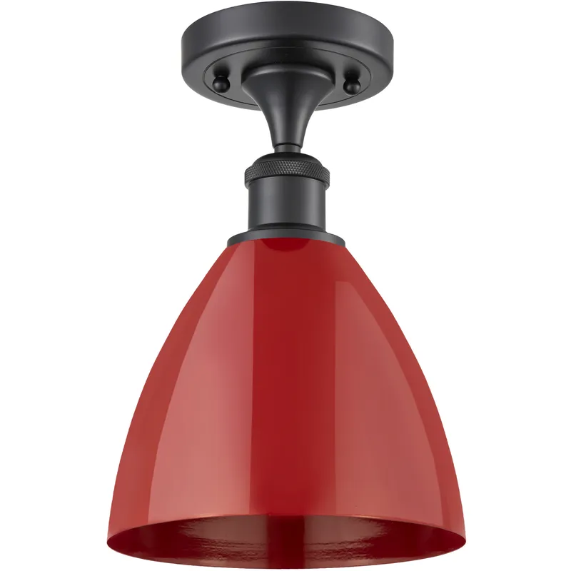 Ballston Plymouth Dome LED 7.5 inch Matte Black Semi-Flush Mount Ceiling Light in Matte Red
