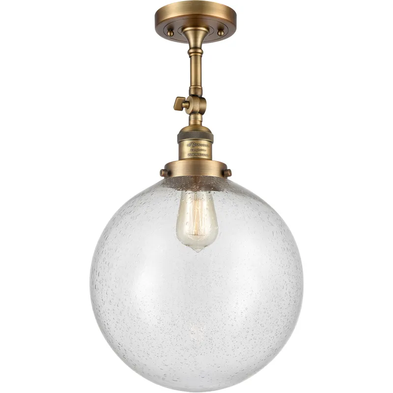 Franklin Restoration XX-Large Beacon 1 Light 12 inch Brushed Brass Semi-Flush Mount Ceiling Light in Seedy Glass, Franklin Restoration