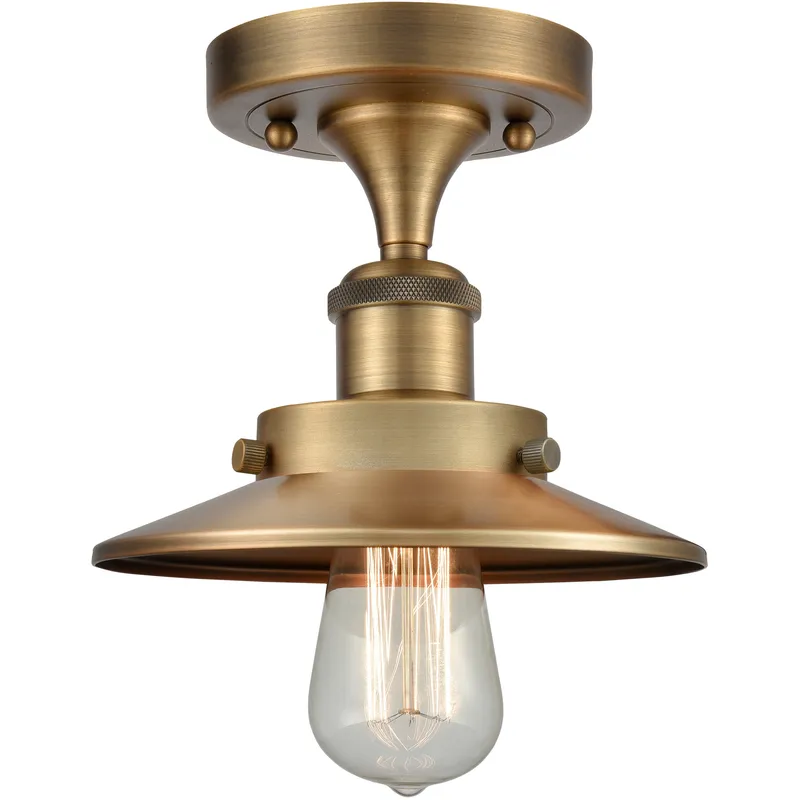 Edison 1 Light 8 inch Brushed Brass Semi-Flush Mount Ceiling Light