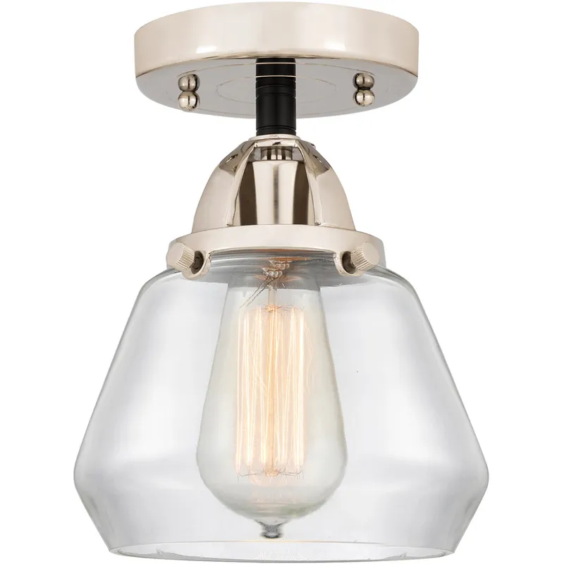 Nouveau 2 Fulton 1 Light 7 inch Black Polished Nickel Semi-Flush Mount Ceiling Light in Clear Glass
