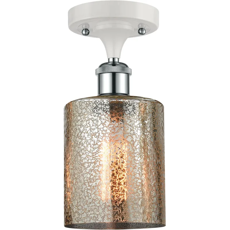 Ballston Cobbleskill 1 Light 5 inch White and Polished Chrome Semi-Flush Mount Ceiling Light in Mercury Glass, Ballston