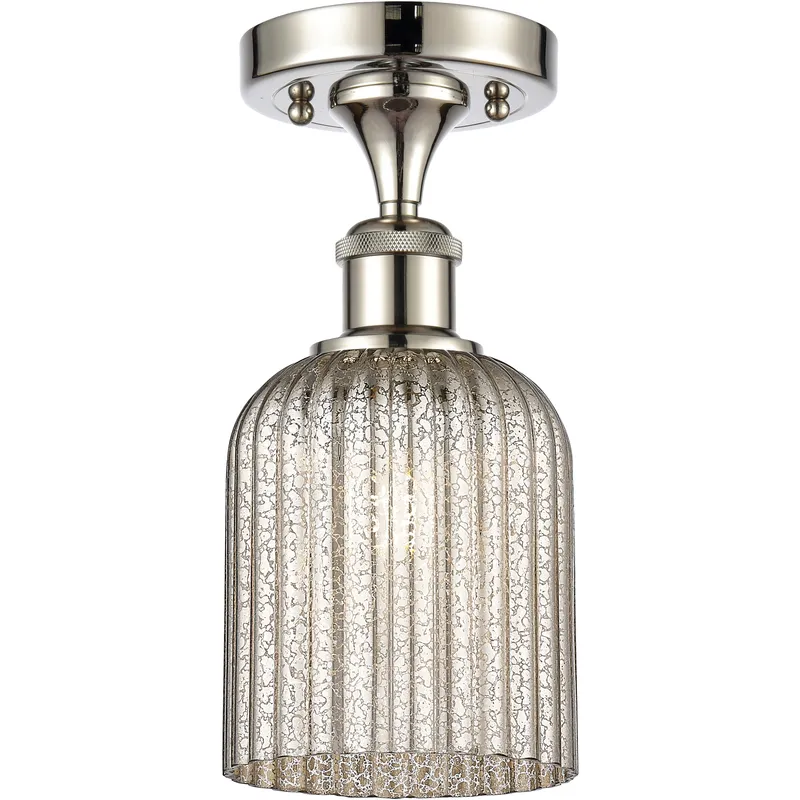 Bridal Veil 1 Light 5 inch Polished Nickel Semi-Flush Mount Ceiling Light in Mercury Glass