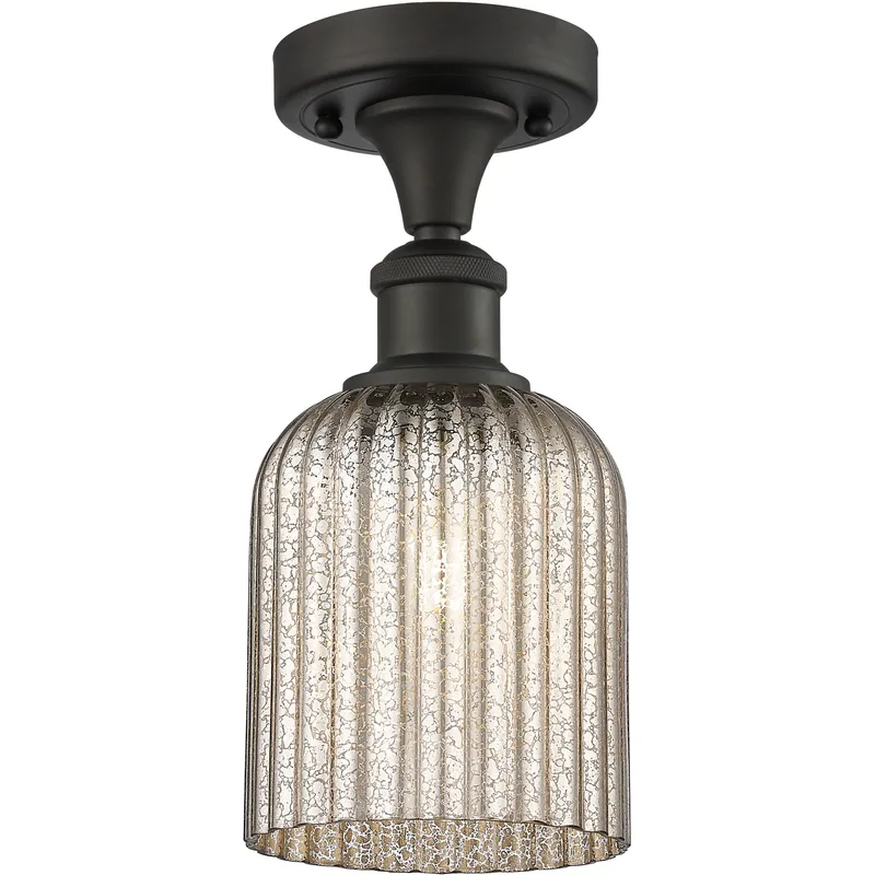 Bridal Veil 1 Light 5 inch Oil Rubbed Bronze Semi-Flush Mount Ceiling Light in Mercury Glass