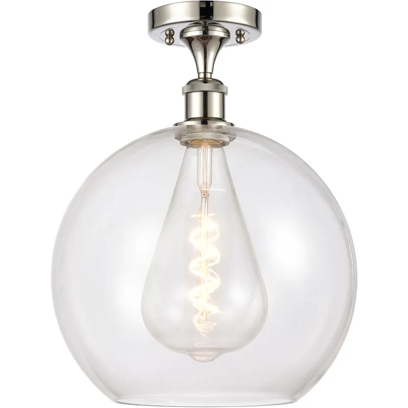 Ballston Athens LED 11.75 inch Polished Nickel Semi-Flush Mount Ceiling Light in Clear Glass