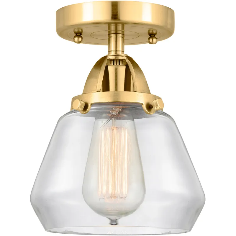 Nouveau 2 Fulton LED 6.75 inch Satin Gold Semi-Flush Mount Ceiling Light in Clear Glass