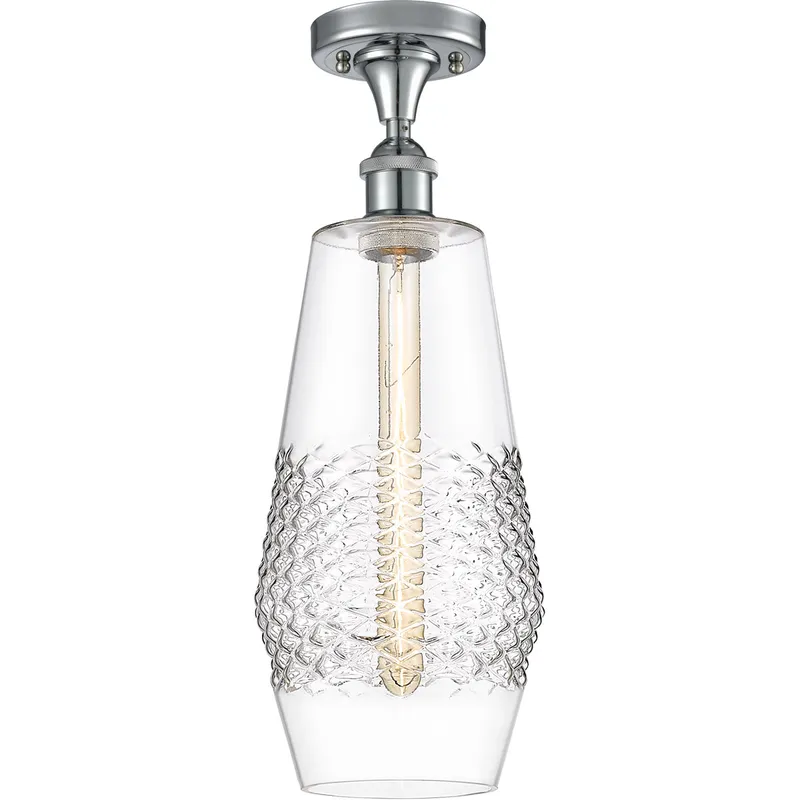 Ballston Windham LED 7 inch Polished Chrome Semi-Flush Mount Ceiling Light in Clear Glass