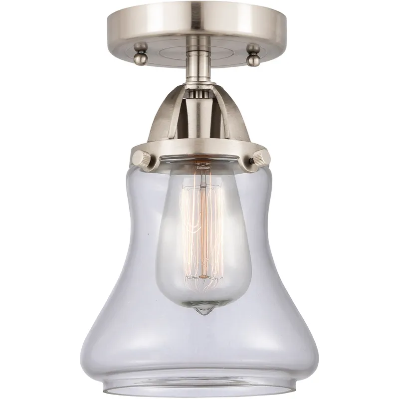 Nouveau 2 Bellmont 1 Light 6 inch Brushed Satin Nickel Semi-Flush Mount Ceiling Light in Clear Glass