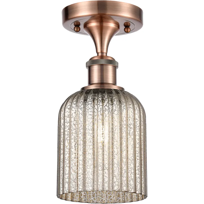 Bridal Veil 1 Light 5 inch Antique Copper Semi-Flush Mount Ceiling Light in Mercury Glass