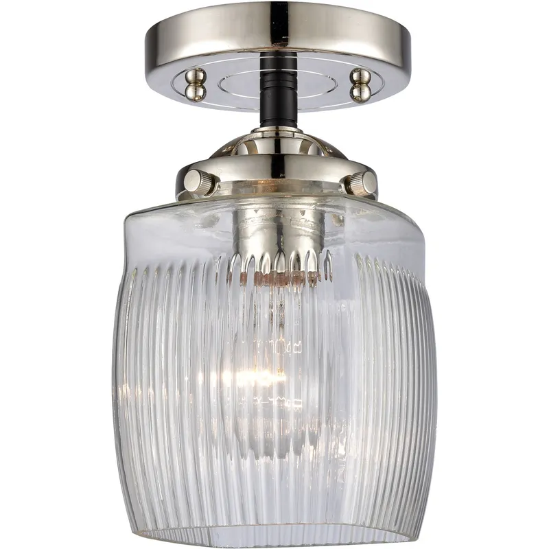 Nouveau Colton 1 Light 6 inch Black Polished Nickel Semi-Flush Mount Ceiling Light, Nouveau