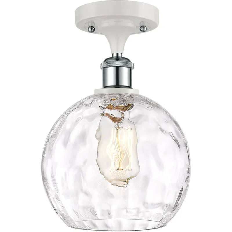 Ballston Athens Water Glass 1 Light 8 inch White and Polished Chrome Semi-Flush Mount Ceiling Light