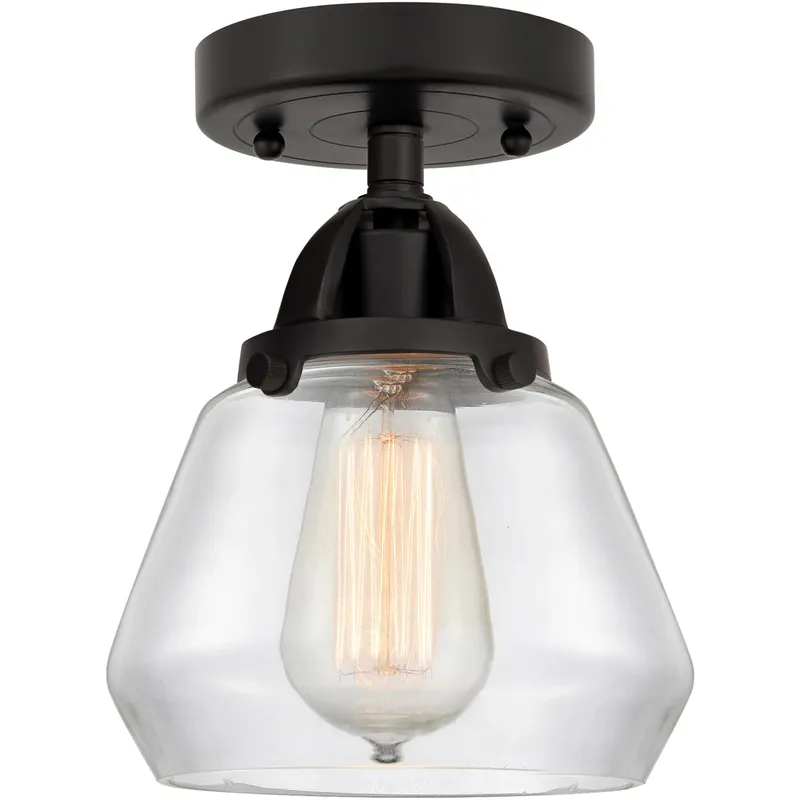 Nouveau 2 Fulton 1 Light 7 inch Matte Black Semi-Flush Mount Ceiling Light in Clear Glass