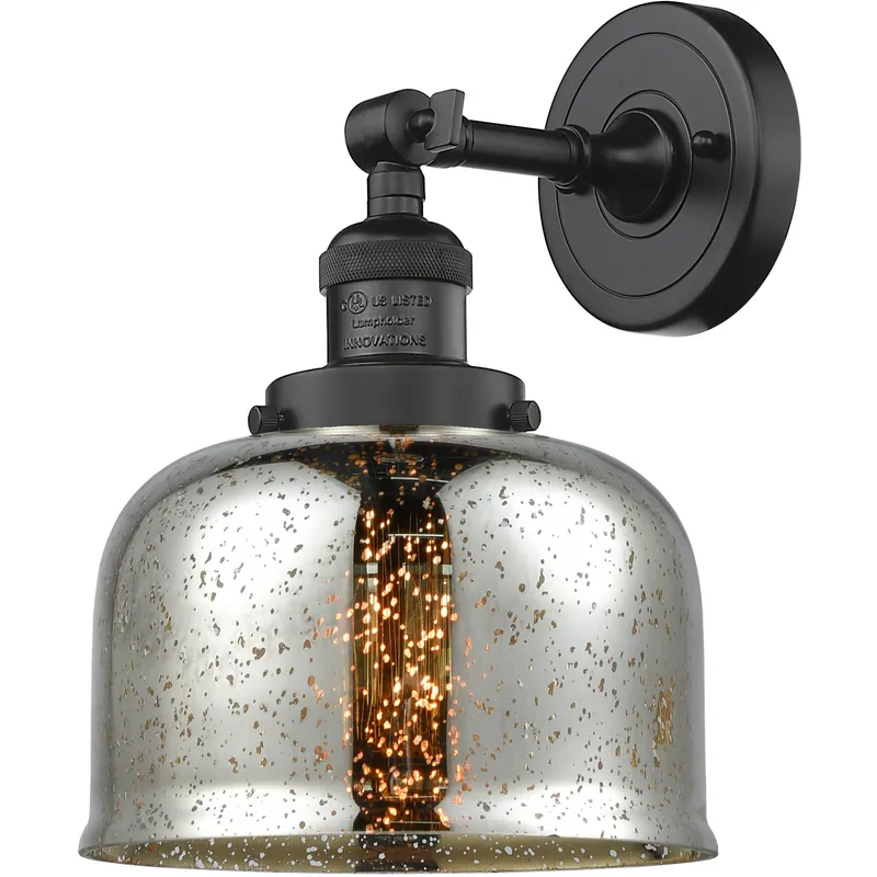 Franklin Restoration Large Bell 1 Light 8 inch Oil Rubbed Bronze Semi-Flush Mount Ceiling Light in Silver Plated Mercury Glass, Franklin Restoration