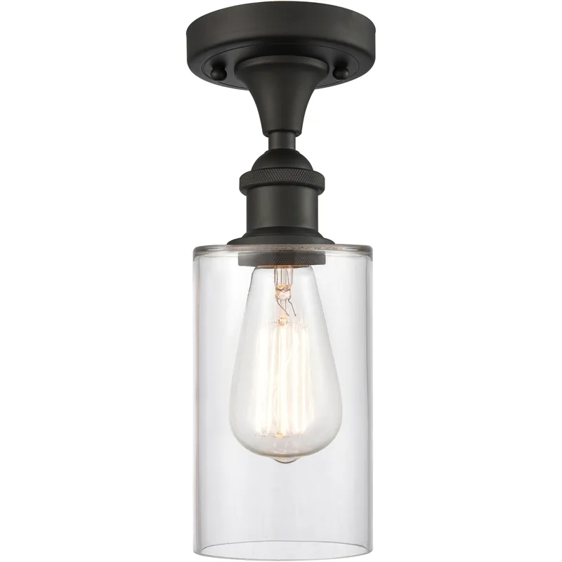 Edison Clymer 1 Light 3.88 inch Oil Rubbed Bronze Semi-Flush Mount Ceiling Light in Clear Glass