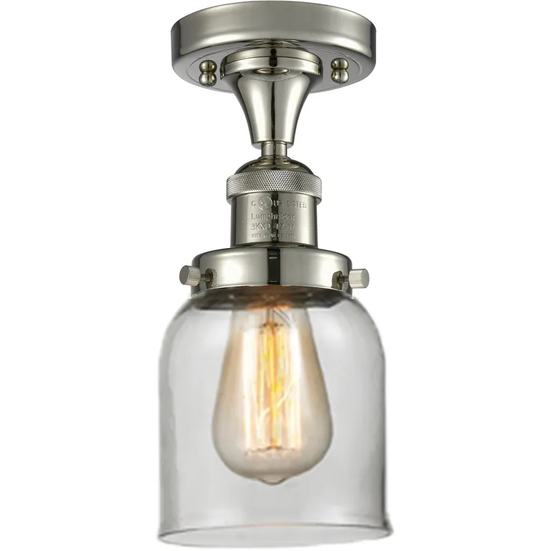 Franklin Restoration Small Bell 1 Light 5 inch Polished Nickel Semi-Flush Mount Ceiling Light in Clear Glass, Franklin Restoration