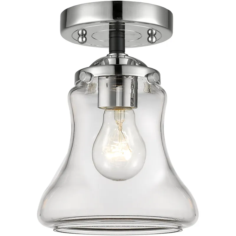 Nouveau Bellmont LED 6 inch Black Polished Nickel Semi-Flush Mount Ceiling Light in Clear Glass, Nouveau