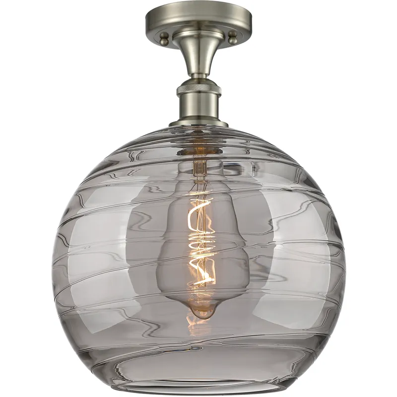 Ballston Athens Deco Swirl 1 Light 12 inch Brushed Satin Nickel Semi-Flush Mount Ceiling Light