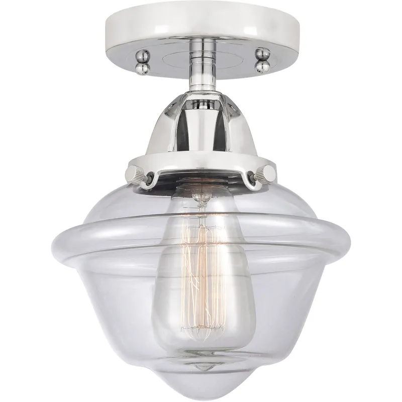Nouveau 2 Small Oxford 1 Light 8 inch Polished Chrome Semi-Flush Mount Ceiling Light in Clear Glass