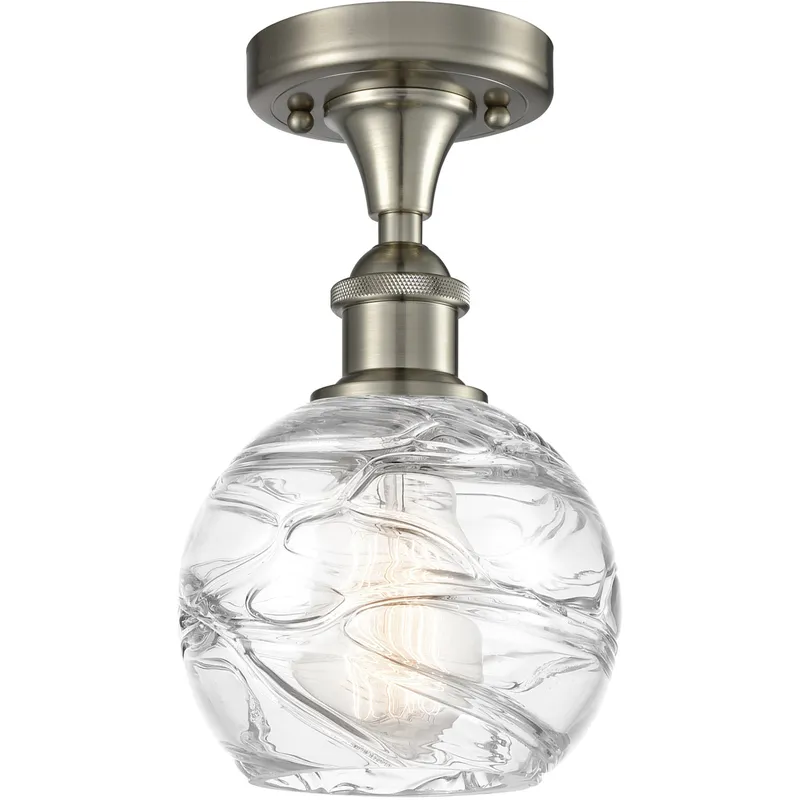 Ballston Small Deco Swirl 1 Light 6 inch Brushed Satin Nickel Semi-Flush Mount Ceiling Light, Ballston