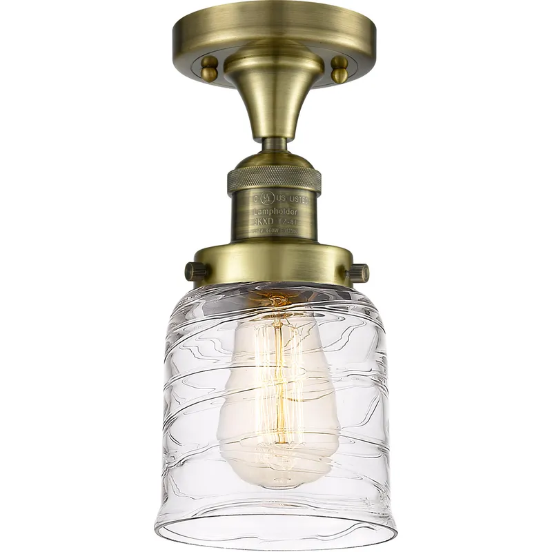 Franklin Restoration Bell 1 Light 5 inch Antique Brass Semi-Flush Mount Ceiling Light