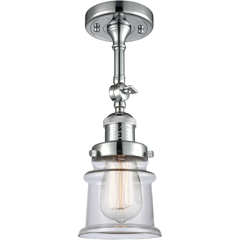 Franklin Restoration Small Canton 1 Light 6 inch Polished Chrome Semi-Flush Mount Ceiling Light in Clear Glass, Franklin Restoration