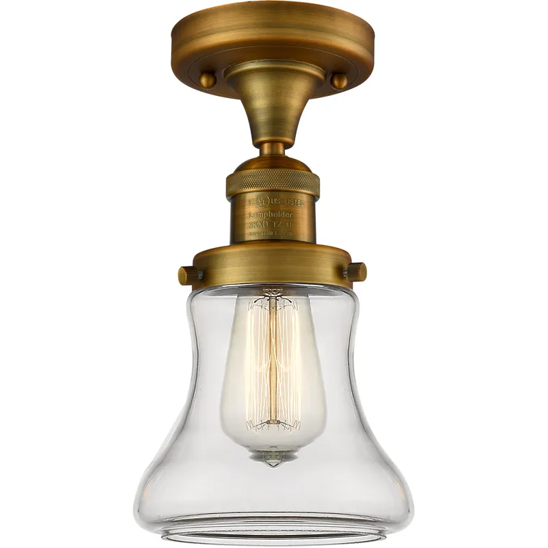Franklin Restoration Bellmont LED 6.25 inch Brushed Brass Semi-Flush Mount Ceiling Light in Clear Glass, Franklin Restoration