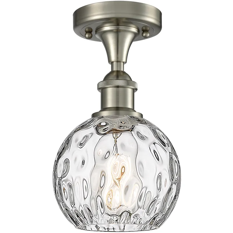 Edison Athens Water Glass 1 Light 6 inch Brushed Satin Nickel Semi-Flush Mount Ceiling Light